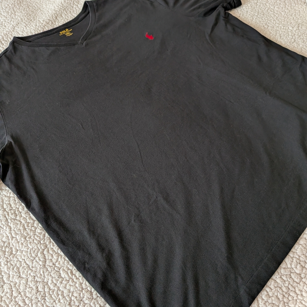 Polo Ralph Lauren V Neck T Shirt Black Red Pony XXL - Picture 6 of 8